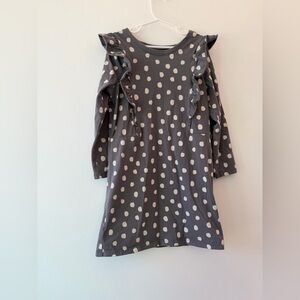 Tea gray polka dot ruffle dress, 100% cotton